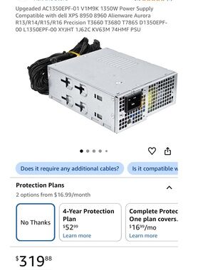 Silver Computer Power Supply Unit with Black Cables